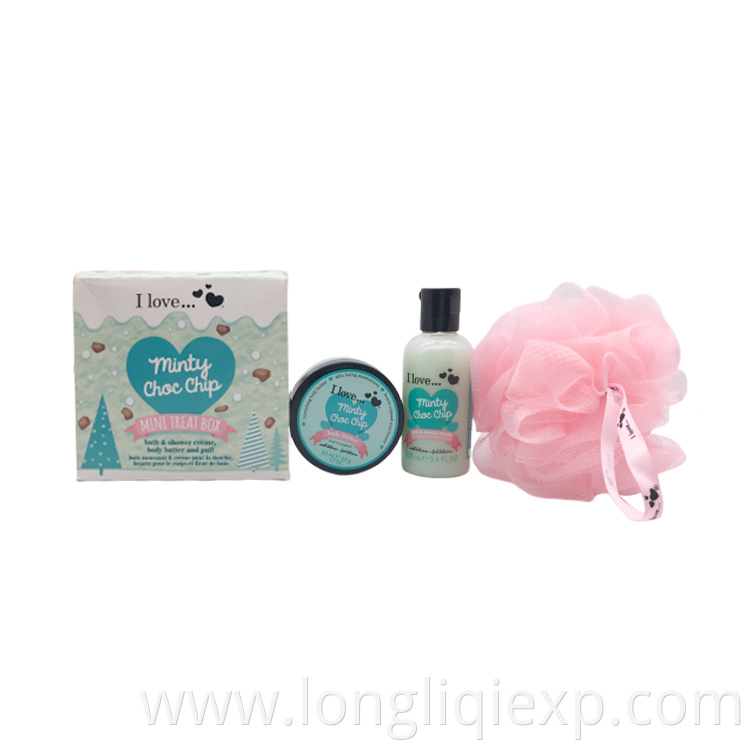 Minty choc chip shower set 500ml nourishing bath shower gel 50ml body butter